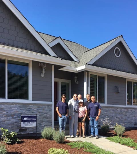 SCB Builders team with homeowners at completed wildfire-resilient rebuild in Fountaingrove