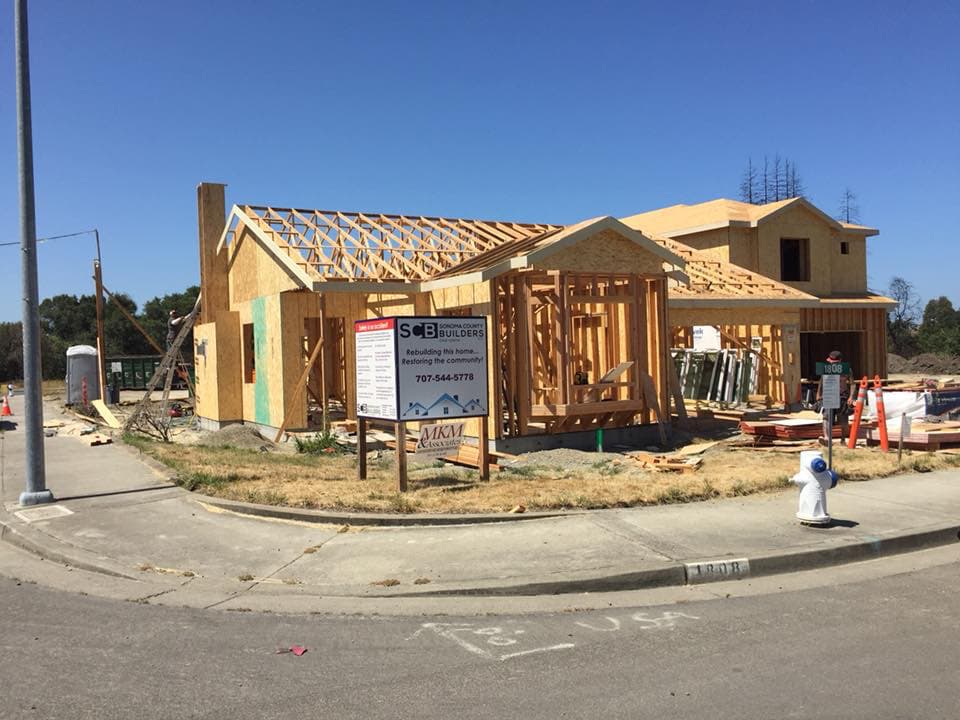 New home addition under construction in Sonoma County after permit approval