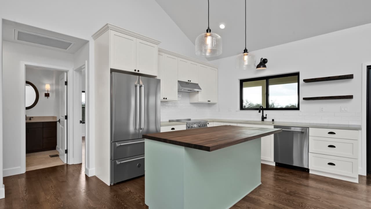 Accessible kitchen remodel by SCB Builders in Sonoma County designed for aging in place with lowered counters and pull-out storage